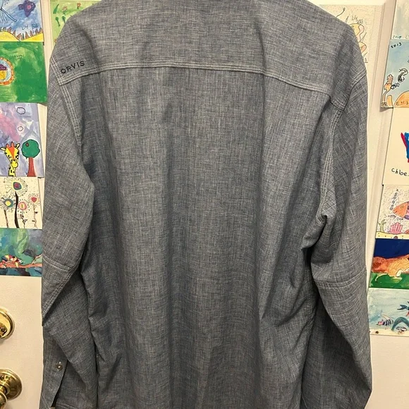 Orvis Tech Chambray Work Shirt Men’s Size Large Outdoors Button up Long Sleeve - Picture 3 of 6